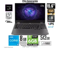 LENOVO - LAPTOP LOQ 15IAX9 INTEL CORE I5 12450HX 83GS006WLM RAM 8GB SSD 512GB RTX 3050 6GB 15.6" FHD