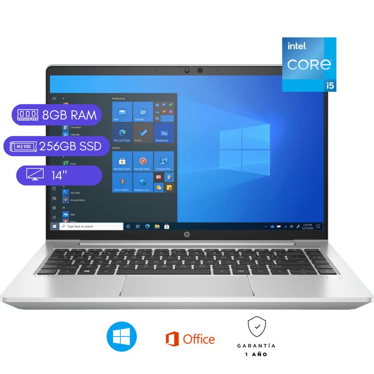 Laptop reacondicionada EliteBook 640 G8 Core i5 11va Gen 8GB RAM 256GB SSD Plata