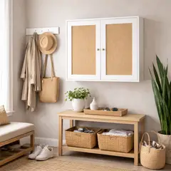 TU MESITA - Mueble Organizador Flotante Juan con Ratán Color Blanco