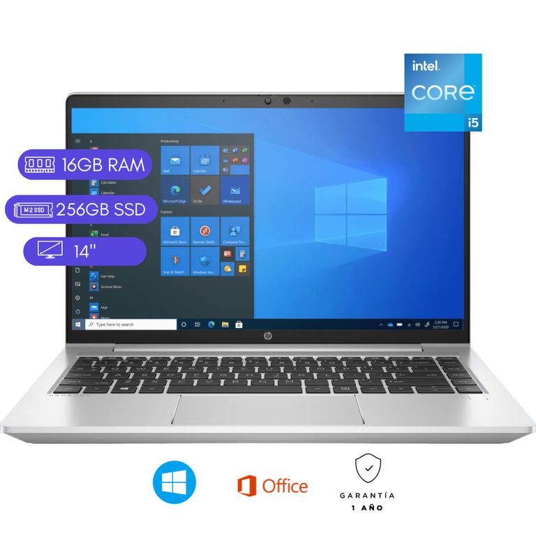 Laptop reacondicionada EliteBook 640 G8 Core i5 11va Gen 16GB RAM 256GB SSD Plata
