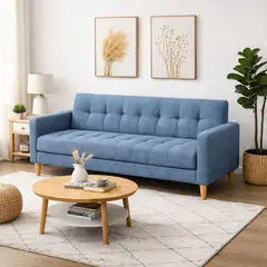 ARTSOFA - Sofá Tres Cuerpos Verona Azul Denim Antifluido + Obsequio