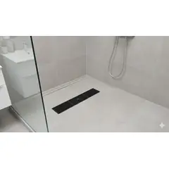 GENERICO - SUMIDERO 50x8CM NEGRO EN ACERO INOXIDABLE CON TRAMPA ANTIOLORES