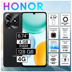 HONOR - Celular X5C 6.74" Pulg. 4GB RAM 128GB MagicOS 9.0 - Negro Medianoche