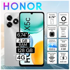 HONOR - Celular X5C 6.74" Pulg. 4GB RAM 128GB MagicOS 9.0 - Plata Meteoro