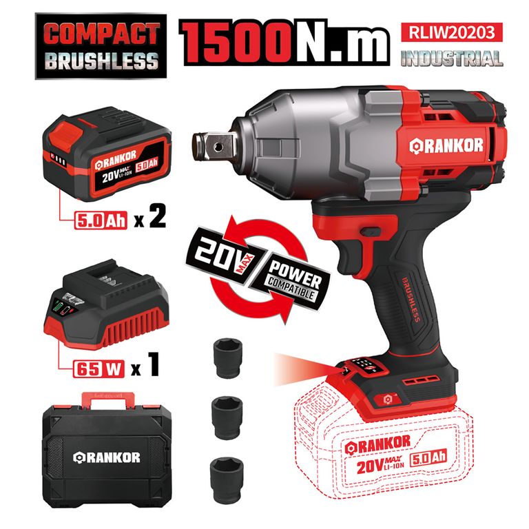 Llave de Impacto 3 / 4'' RLIW20203 20V 1500Nm 2Bat x 5Ah Brushless