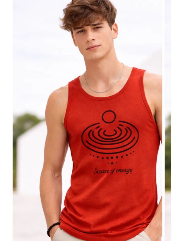 Bividí Sin Manga Hombre Terracota Algodón Jersey Estampad
