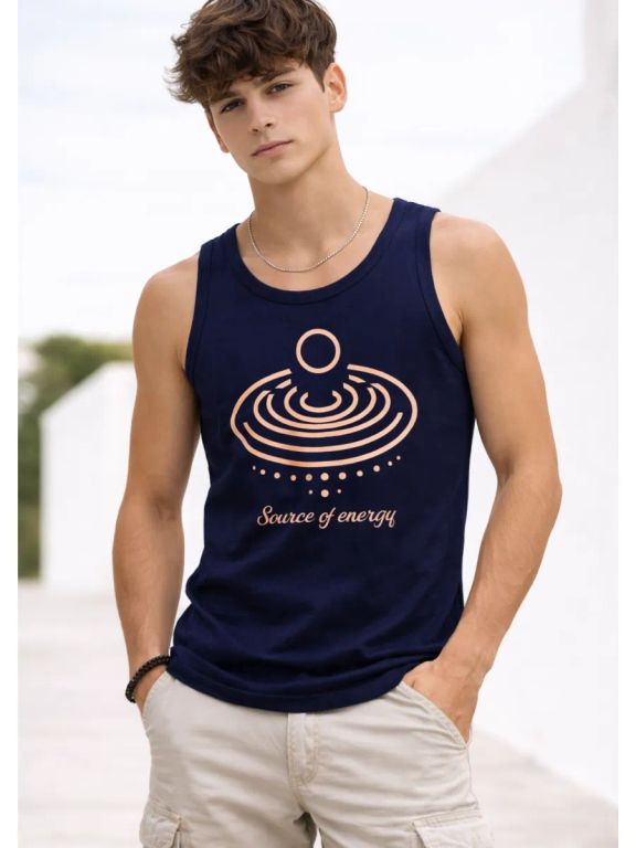 Bividí Sin Manga Hombre Azul Navy Algodón Jersey Estampado