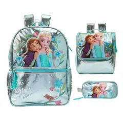 DISNEY CLASICOS - Set de Mochila Lonchera Cartuchera Frozen Colección B