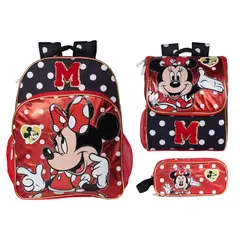 DISNEY CLASICOS - Set de Mochila Lonchera Cartuchera Minnie Colección C