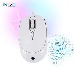 TEROS - Mouse óptico TE-1225S, 800-1200-1600 DPI, USB, 4 botones, color blanco
