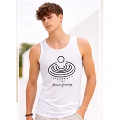 ENKI - Bividí Hombre Blanco Algodón Jersey con Estampado Source of Energy