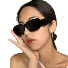 GENERICO - Lentes de Sol Negros Rectangulares Unisex Estilo Moderno Premium