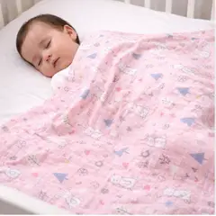 CERDITA - Manta Muselina para Bebé 2 Capas 100% algodón - Conejito rosado