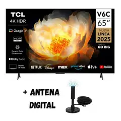 TCL - Televisor 65” UHD 4K Google TV Smart TV 65V6C 2025 + Antena Digital