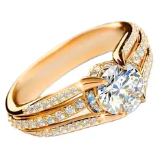 GENERICO - Anillos de compromisoboda de circonita Oro