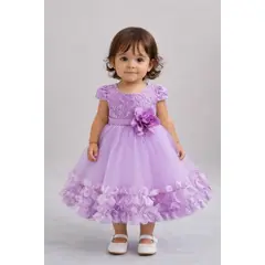 ARELYS - Vestido Niña Princesa Lila 9 a 12 Meses
