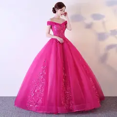 ARELYS - Vestido Princesa Mujer Quinceañera Fucsia Talla S
