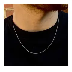 GENERICO - Cadena collar cubana unisex 1 mm • acero inoxidable 60 cm