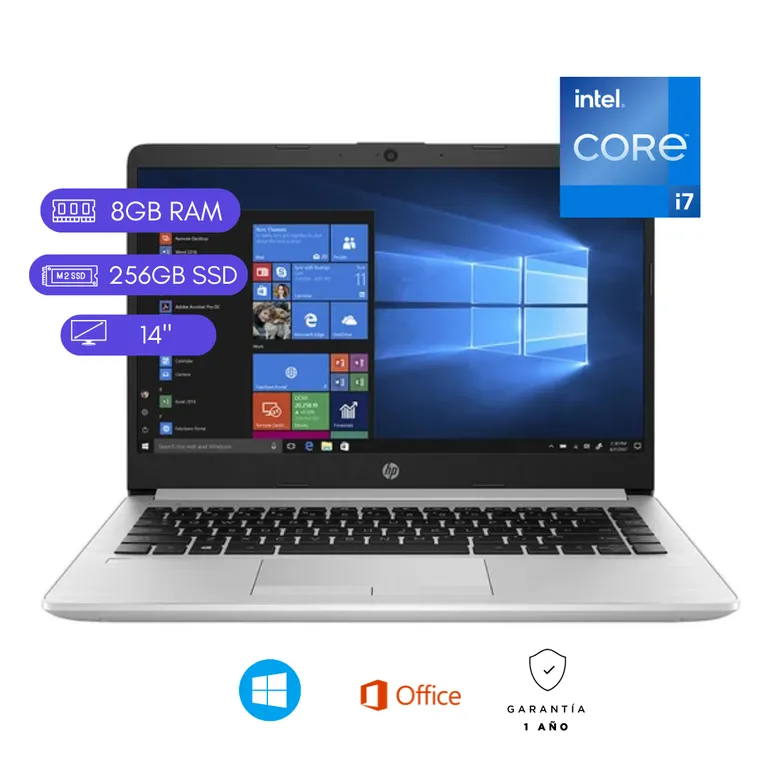 Laptop reacondicionada ProBook 348 G7 Core i7 10ma Gen 8GB RAM 256GB SSD Plata