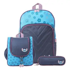 DISNEY CLASICOS - Set Teen Mochila Lonchera Cartuchera Stitch