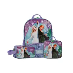 DISNEY CLASICOS - Set de Mochila Lonchera Cartuchera Frozen Colección F