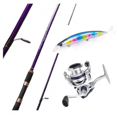 GENERICO - EQUIPO DE PESCA SPINNING CAÑA 3.00 M CARRETE 4000 Y 1 SEÑUELO 28 G