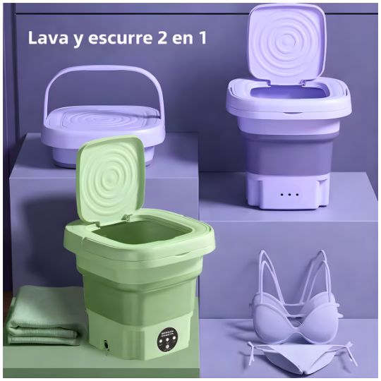 Lavadora Portátil Plegable 2 en 1: Lava y Escurre