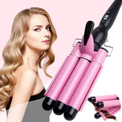 OEM - Rizador de Pelo Rizadora de 3 Tubos Tenaza Curler Multifunción para Rizar y Ondas un Efecto Ondulado
