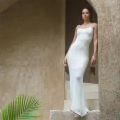 MULATA - VestidoTejido Largo Con Calado Floral