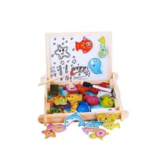 GENERICO - Juego Didáctico 2 en 1 pizarra y pesca con imanes