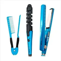 OEM - Kit Nano Plancha Alizador Laceador de Cabello + Tenaza Ondulador Rizador + Peineta