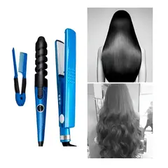 OEM - Kit Nano Plancha Alizador Laceador de Cabello + Tenaza Ondulador Rizador + Peineta