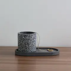 NIABEL - Vaso Organizador Terrazo Gris Oscuro