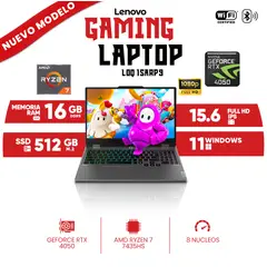 LENOVO - Laptop LOQ 15ARP9, AMD RYZEN 7-7435HS, 16GB DDR5, 512 GB SSD M.2, 15.6 FULL HD IPS