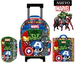 MARVEL - Set de Mochila con Ruedas Lonchera y Cartuchera A4