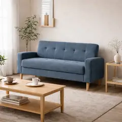 ARTSOFA - Sofá Dos Cuerpos Astoria Azul Acero Antifluido + Obsequio