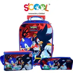 SCOOL - Mochila Sonic con Ruedas + Lonchera y Cartuchera