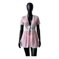 GENERICO - BABYDOLL LENCERIA DE ENCAJE PARA DAMAS PIJAMA SEXY ROSADO