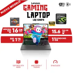 LENOVO - Laptop Gaming LOQ 15ARP9, AMD Ryzen 7 7435HS, 16GB DDR5, 1 TB SSD M.2, 15.6 FULL HD IPS