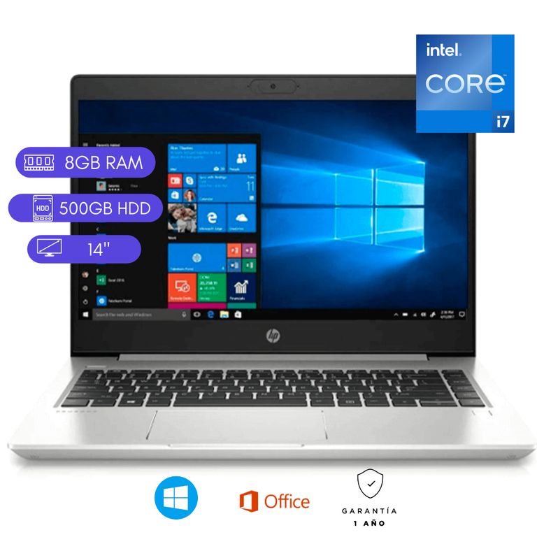 Laptop reacondicionada ProBook 440 G7 Core i7 10ma Gen 8GB RAM 500GB HDD Plata