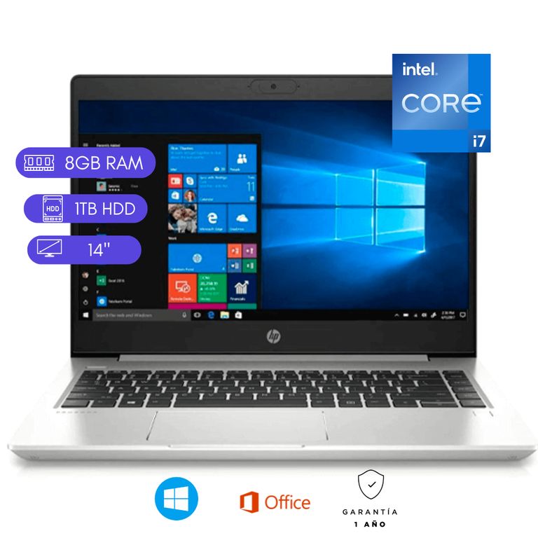 Laptop reacondicionada ProBook 440 G7 Core i7 10ma Gen 8GB RAM 1TB HDD Plata