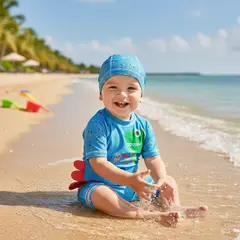 GENERICO - Ropa de Baño para Niño UV Dinosaurio Cuello Alargado Azul de 1 Año para 6 Años