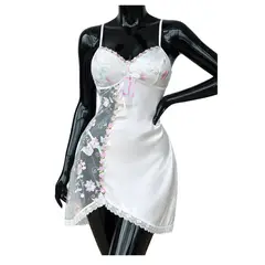 GENERICO - BABYDOLL PIJAMA LENCERIA SEXY BORDADO BLANCO TALLA L