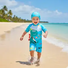 GENERICO - Ropa de Baño para Niño UV Dinosaurio con Autos Celeste de 1 Año para 6 Años