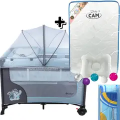 EBABY - Cuna Corral con Cambiador Happy Dream + Colchón para cuna