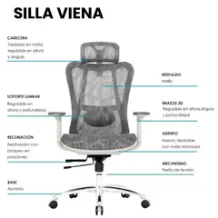 GENERICO - SILLA ERGONOMICA VIENA PRO GRIS