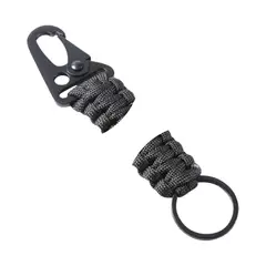 GENERICO - Llavero Tactico con Gancho tipo Mosqueton Brujula y Argolla Negro