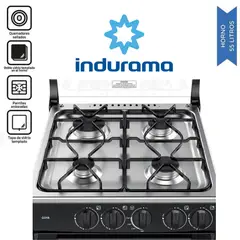 INDURAMA - COCINA 4 HORNILLAS A GAS COLOR NEGRO MOD GOYA