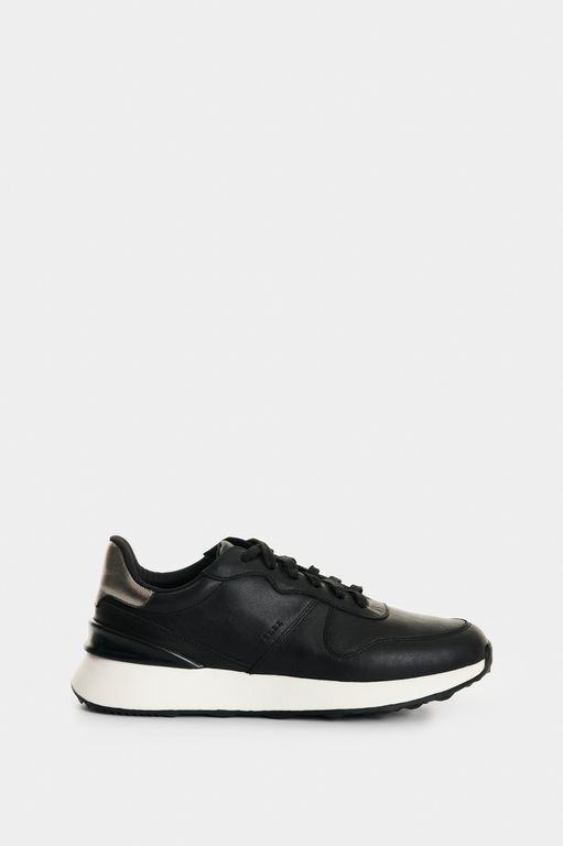 Vélez Zapatillas Cuero Y Folia Mujer Cooper Negro
