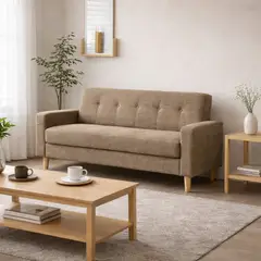 ARTSOFA - Sofá Tres Cuerpos Astoria Beige Oscuro Antifluido + Obsequio